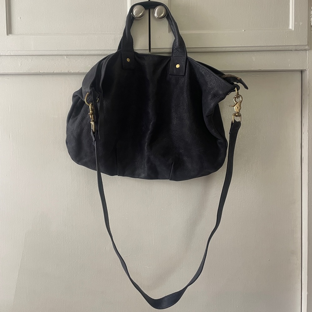 navy blue claire vivier crossbody handbag